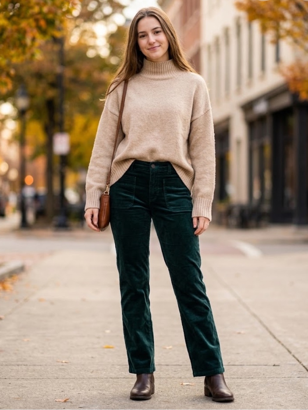 Free People Women’s Dark Green Velvet Pants - Classic Comfort